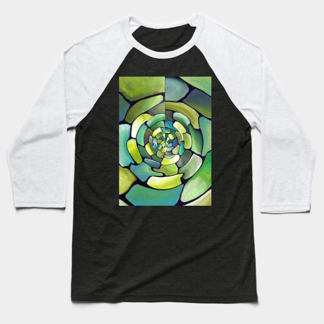 Vibes of Green contemrporary Artdeco Abstract Baseball T-Shirt by Nisuris Art